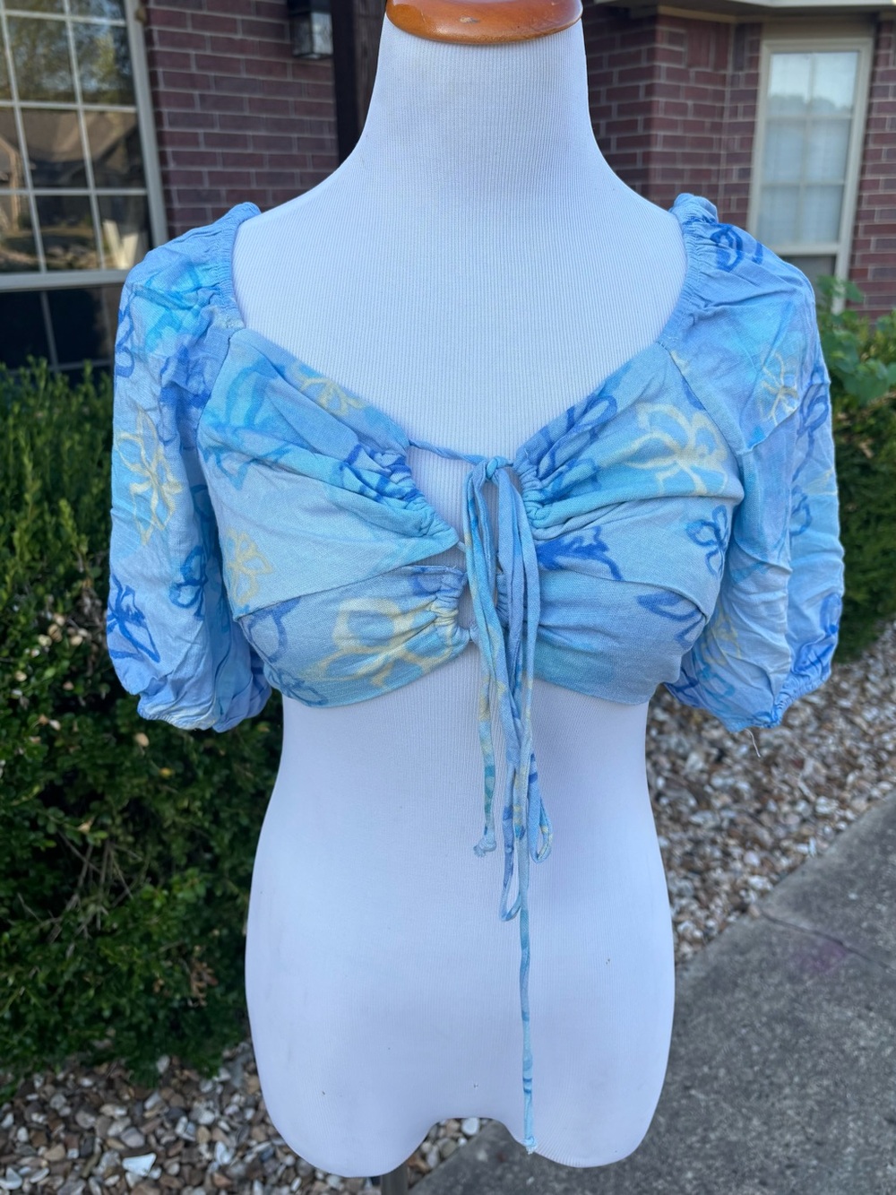 wild fable Light Blue Floral Tie-Front Crop Top